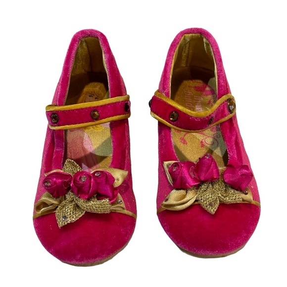 Disney Sleeping Beauty Pink Velvet Heel Shoes‎ Sz 9/10 Toddler Girls - Picture 2 of 10
